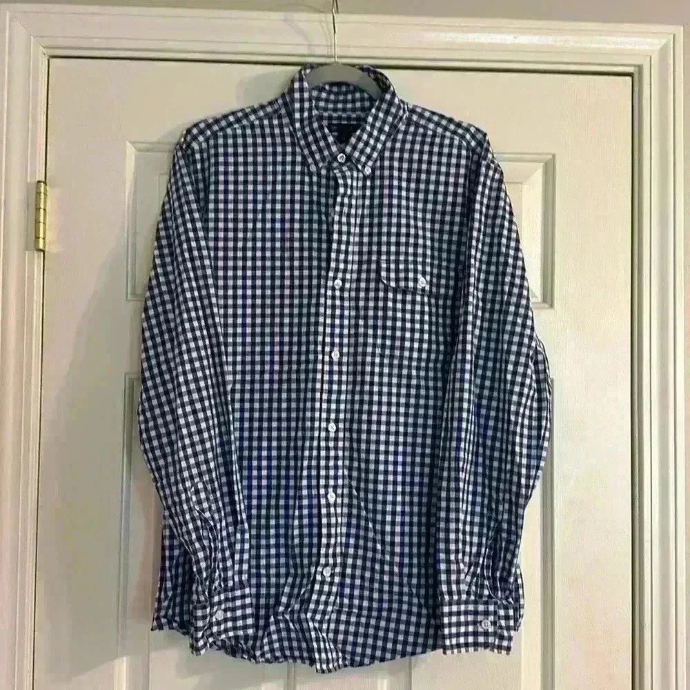 EUC Mens Gap Slim Fit Royal Blue/White Gingham Button Down, Size L